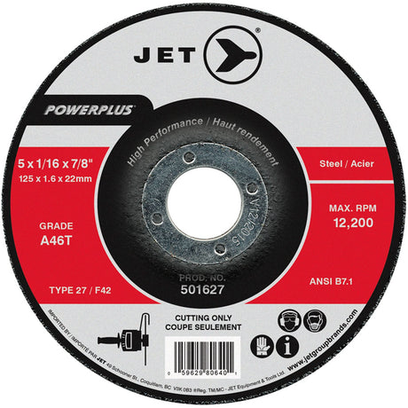 A46T PowerPlus Cut-Off Wheel, 5" x 1/16", 7/8" Arbor, Type 27, 12200 RPM