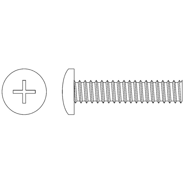 Pan Head Machine Screws, #10-24 x 2" L, Zinc Plated