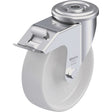 Nylon Caster, Swivel with Brake, 5" Dia., 330 lbs. (149.685 kg.) Capacity