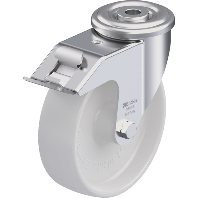 Nylon Caster, Swivel with Brake, 5" Dia., 330 lbs. (149.685 kg.) Capacity