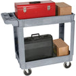 Deluxe Utility Cart, 2 Tiers, 25" x 35-1/2" x 43.5"/43-1/2", 550 lbs. Capacity