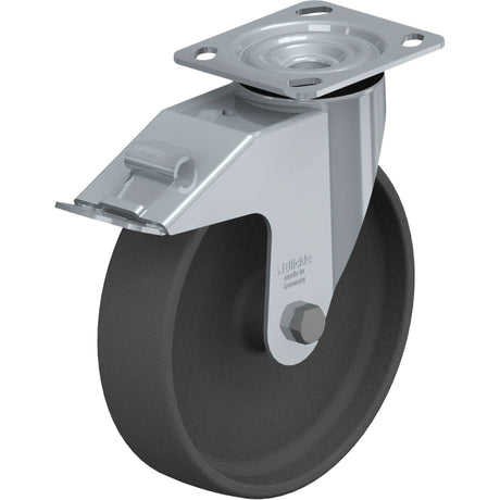 Impact-Resistant Caster, Swivel with Brake, 8" (203.2 mm), Nylon, 660 lbs. (300 kg.)