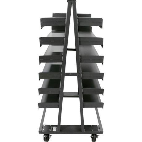 Double-Sided Heavy Duty A-Frame Cart with 12 Trays, 38" x 30" x 63", 2500 lbs. Capacity