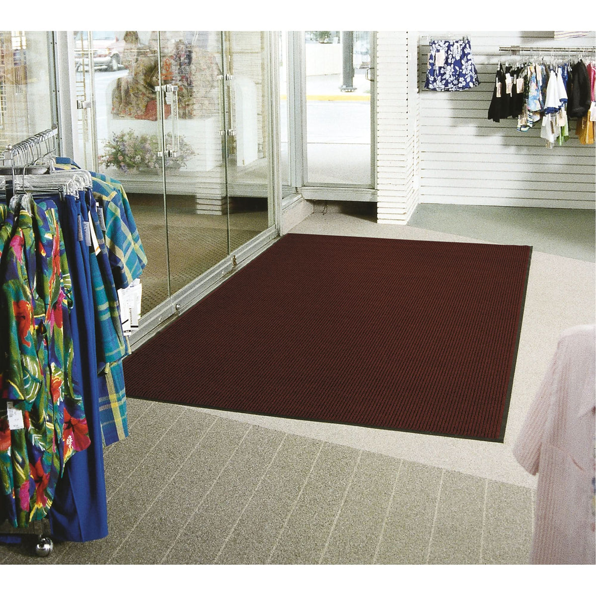 Needle-Rib™ Matting, Wiper/Scraper, 6' x 60' x 15/16", Red