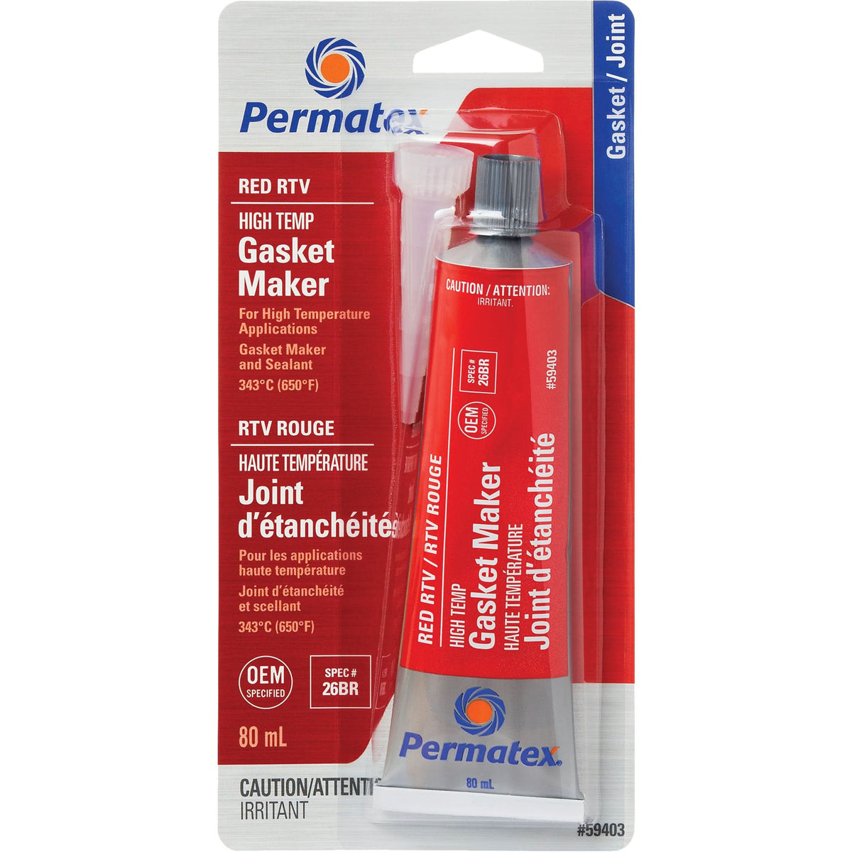 Hi-Temp Red RTV Gasket Maker, Tube, Red