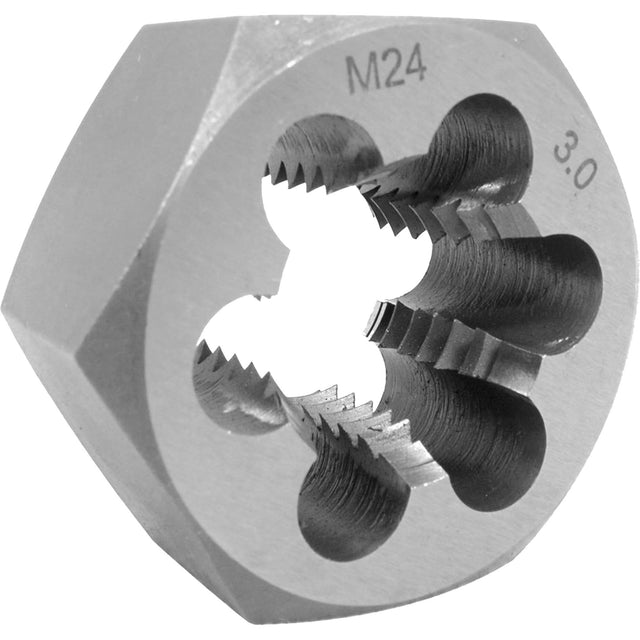 Metric Hex Die, 1/13/16" Dia., 20 mm-2.5 Thread, Alloy Steel
