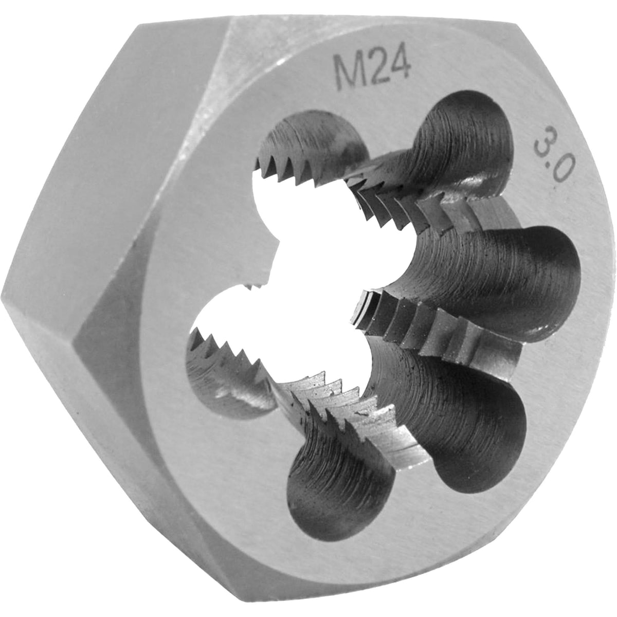 Metric Hex Die, 1" Dia., 10 mm-1.5 Thread, Alloy Steel