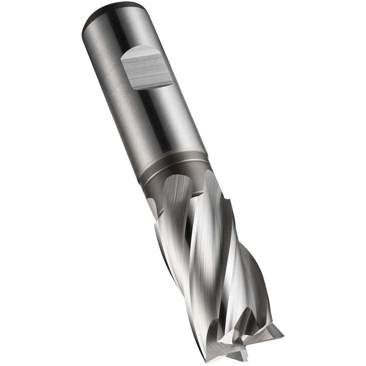Weldon Shank End Mill, 16 mm Dia., 92 mm L, 4 Flutes, 16 mm Shank, High Speed Cobalt