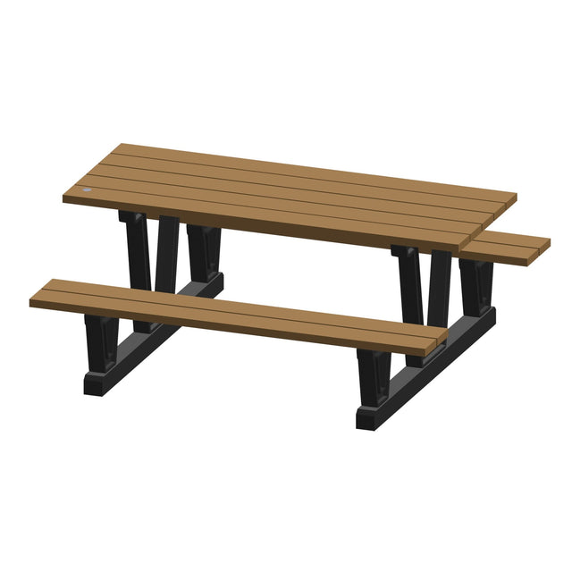 Recycled Plastic Outdoor Picnic Tables, 72" L x 60-5/16" W, Redwood