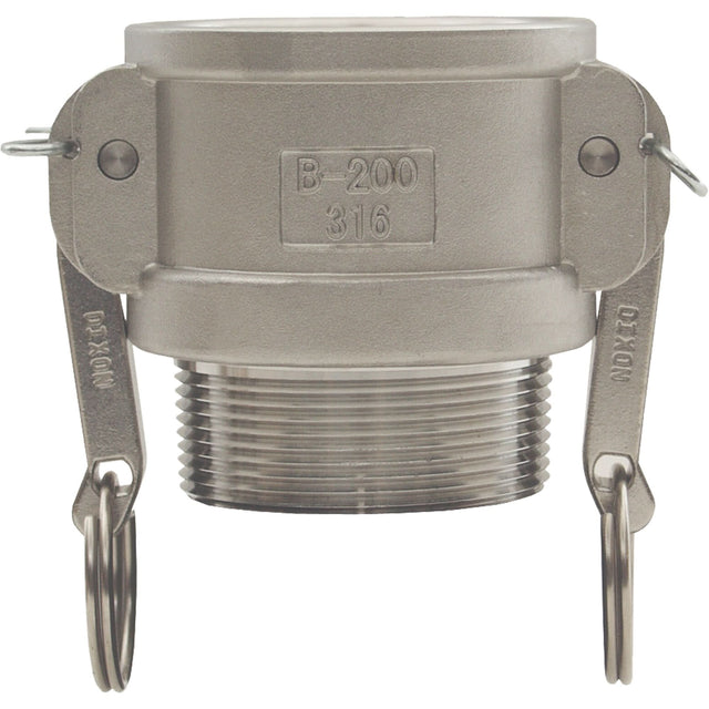 Global Cam & Groove Coupler, Stainless Steel, Type B, 2", Male NPT, 250 PSI