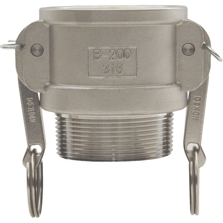 Global Cam & Groove Coupler, Stainless Steel, Type B, 4", Male NPT, 125 PSI