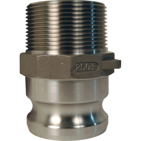 Global Cam & Groove Adapter, Stainless Steel, Type F, 1-1/2", Male NPT, 250 PSI