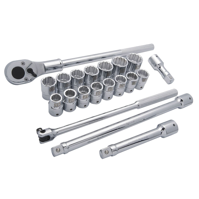 Metric Socket Set, 20 Pcs, 3/4" Drive Size