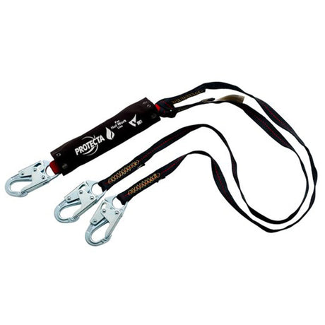 PRO™ Shock-Absorbing Lanyard, 4', Snap Hook Center, Snap Hook Leg Ends, Kevlar®