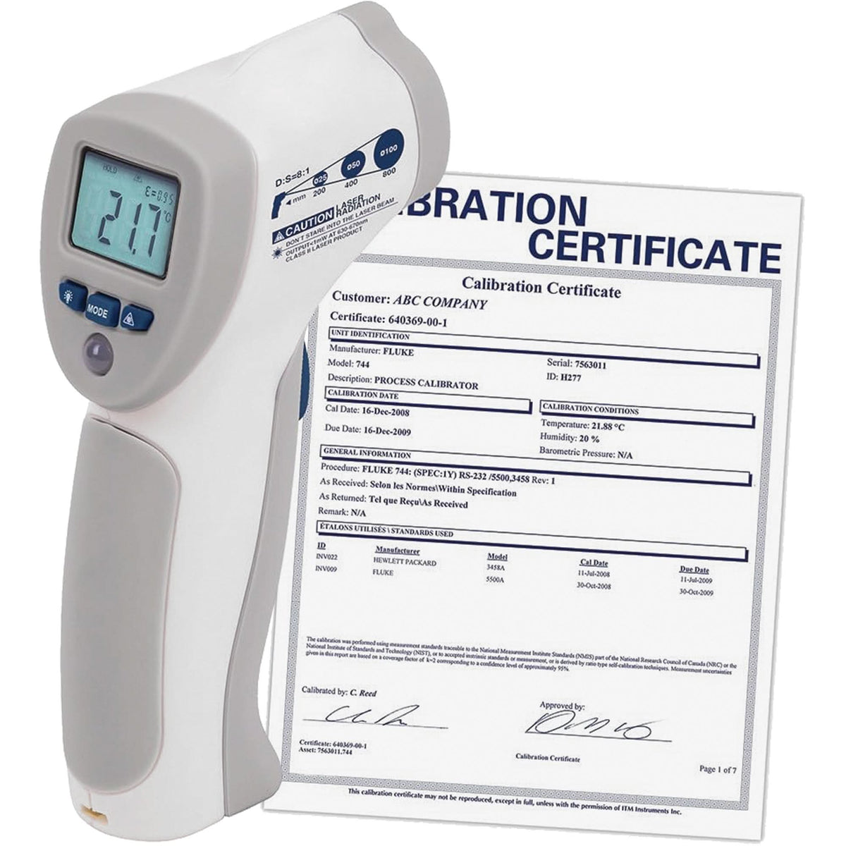 Food Service Infrared Thermometer with ISO Certificate, -4°- 392° F ( -20° - 200° C )/-58°- 4° F ( -50° - -20° C ), 8:1, Fixed Emmissivity