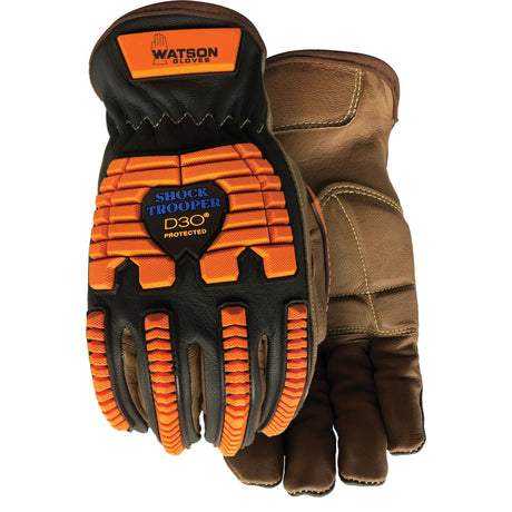 Drill Sergeant Impact Gloves, X-Large, Grain Leather Palm, Slip-On Cuff