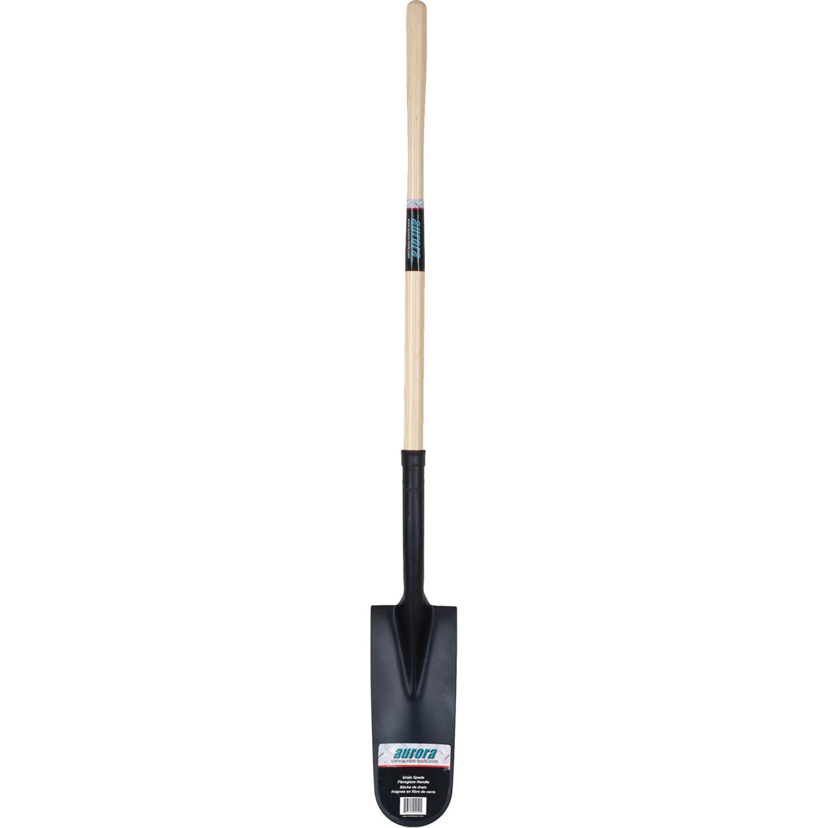Drain Spade Shovel, Tempered Steel, 14" x 6" Blade, 46" L, Straight Handle