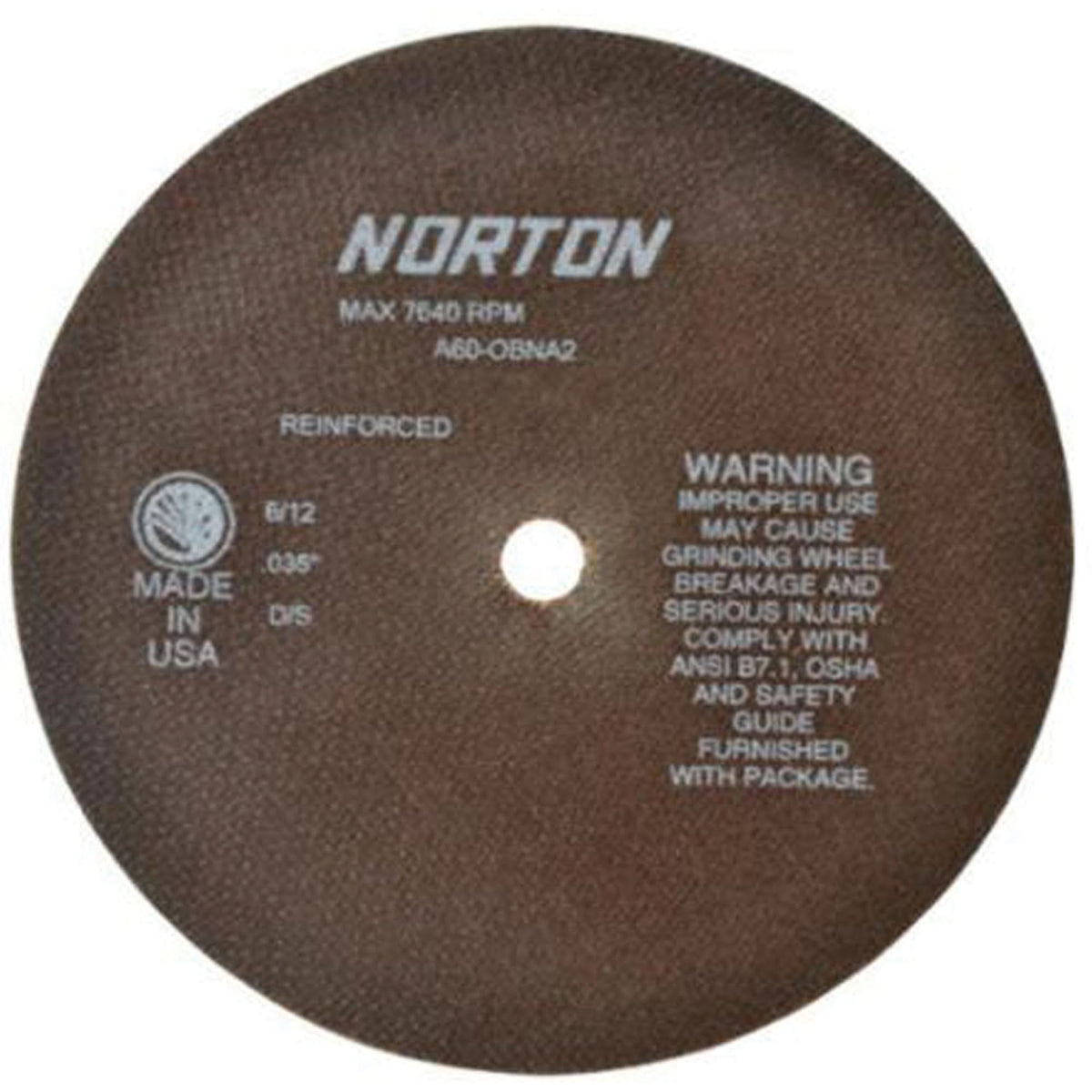 Reinforced Tool Room Cut-Off Wheels, 8" x 0.035", 5/8" Arbor, Type 01/41, Aluminum Oxide, 7640 RPM