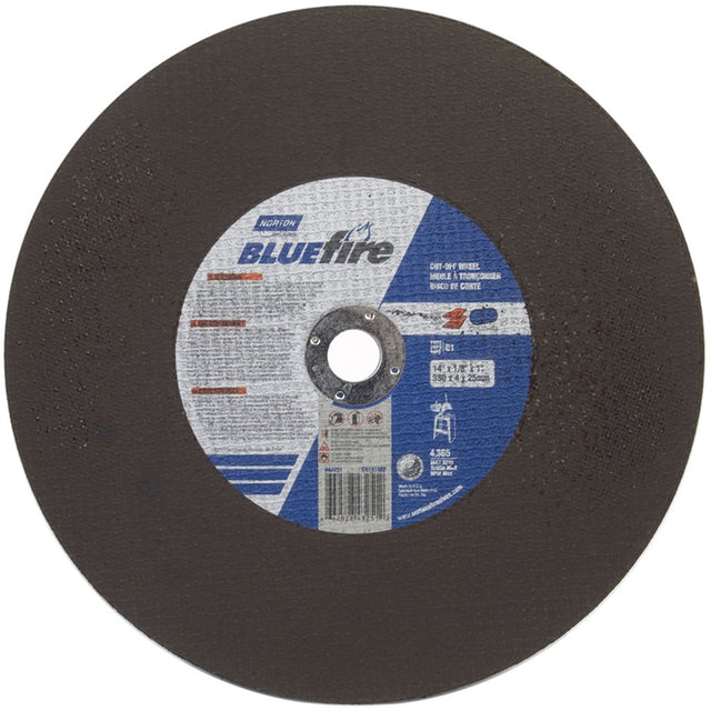 BlueFire® Stationary Saw Cut-Off Wheels, 14" x 1/8", 1" Arbor, Type 01/41, Zirconia Alumina, 4365 RPM
