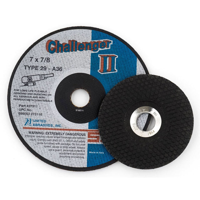 Challenger II™ Grinding Wheel, 7" x 1/8", 7/8" Arbor, Aluminum Oxide, Type 29