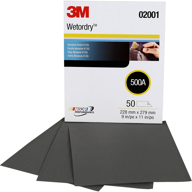 Wetordry™ Abrasive Sheet 411Q, 9" x11", 500 Grit, Silicon Carbide