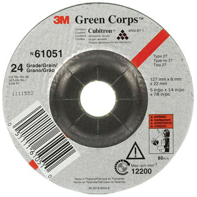 Green Corps™ Flexible Grinding Wheel, 5" x 1/4", 7/8" Arbor, Ceramic, Type 1