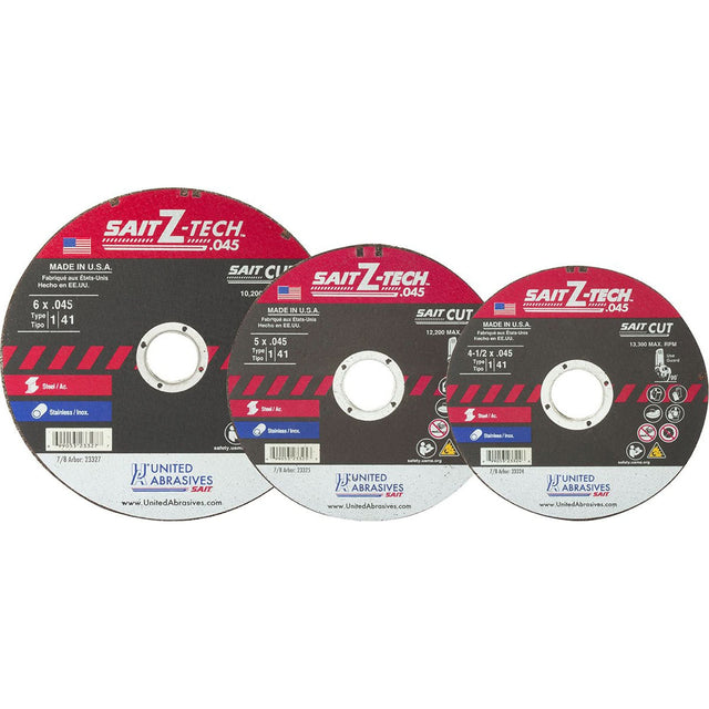 Ztech Cutting Wheel, 4-1/2" x 0.045", 7/8" Arbor, Type 1, Zirconium, 13300 RPM