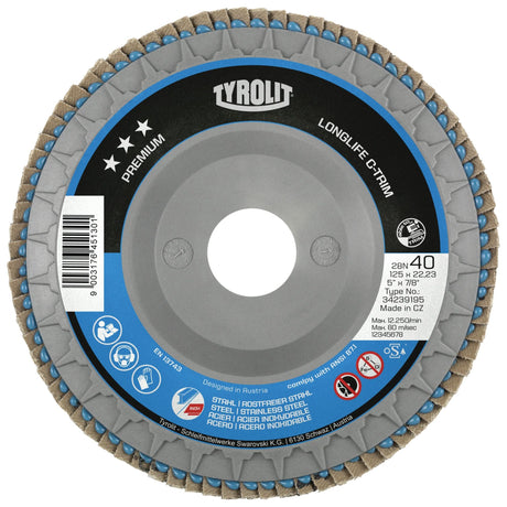 Heavy-Duty C-Trim Flap Disc, 7" x 7/8", Type 29, 80 Grit, Zirconium