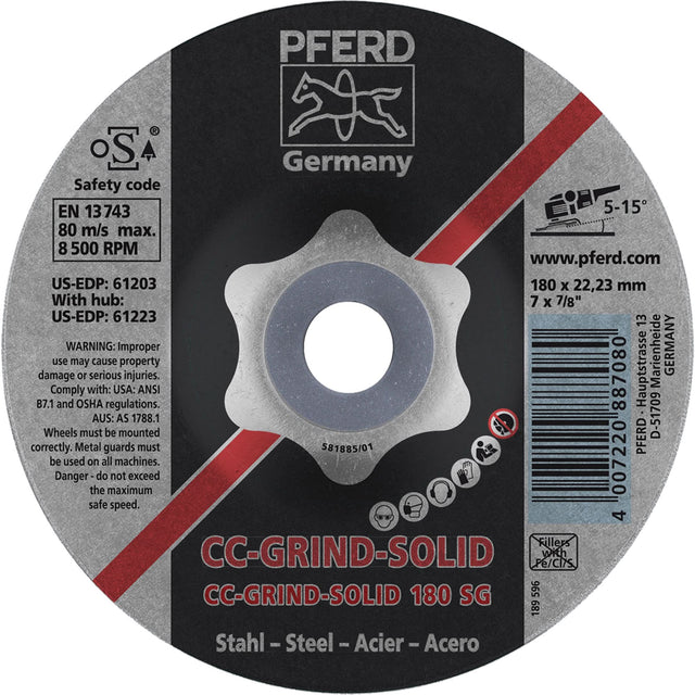 Grinding Wheel, 4-1/2" x 1/8", 5/8"-11 Arbor, Ceramic, Type 27