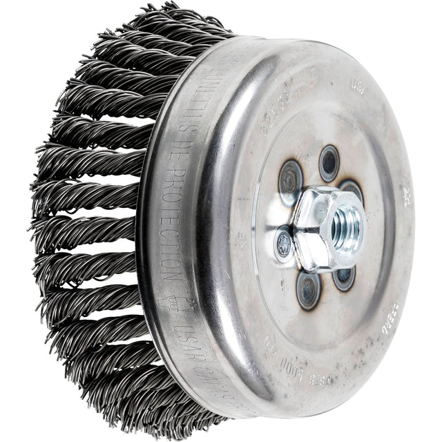 Knot Cup Brush, 4" Dia. x 5/8"-11 Arbor