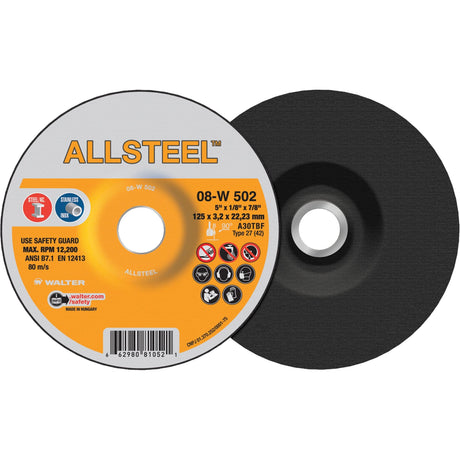 AllSteel™ Grinding Wheel, 5" x 1/8", 7/8" Arbor, Aluminum Oxide, Type 27