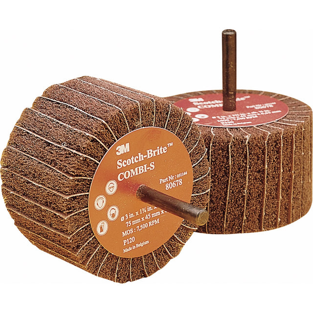 Combi Wheels, 3" Dia. x 1-3/4" W, 1/4" Arbor, Aluminum Oxide