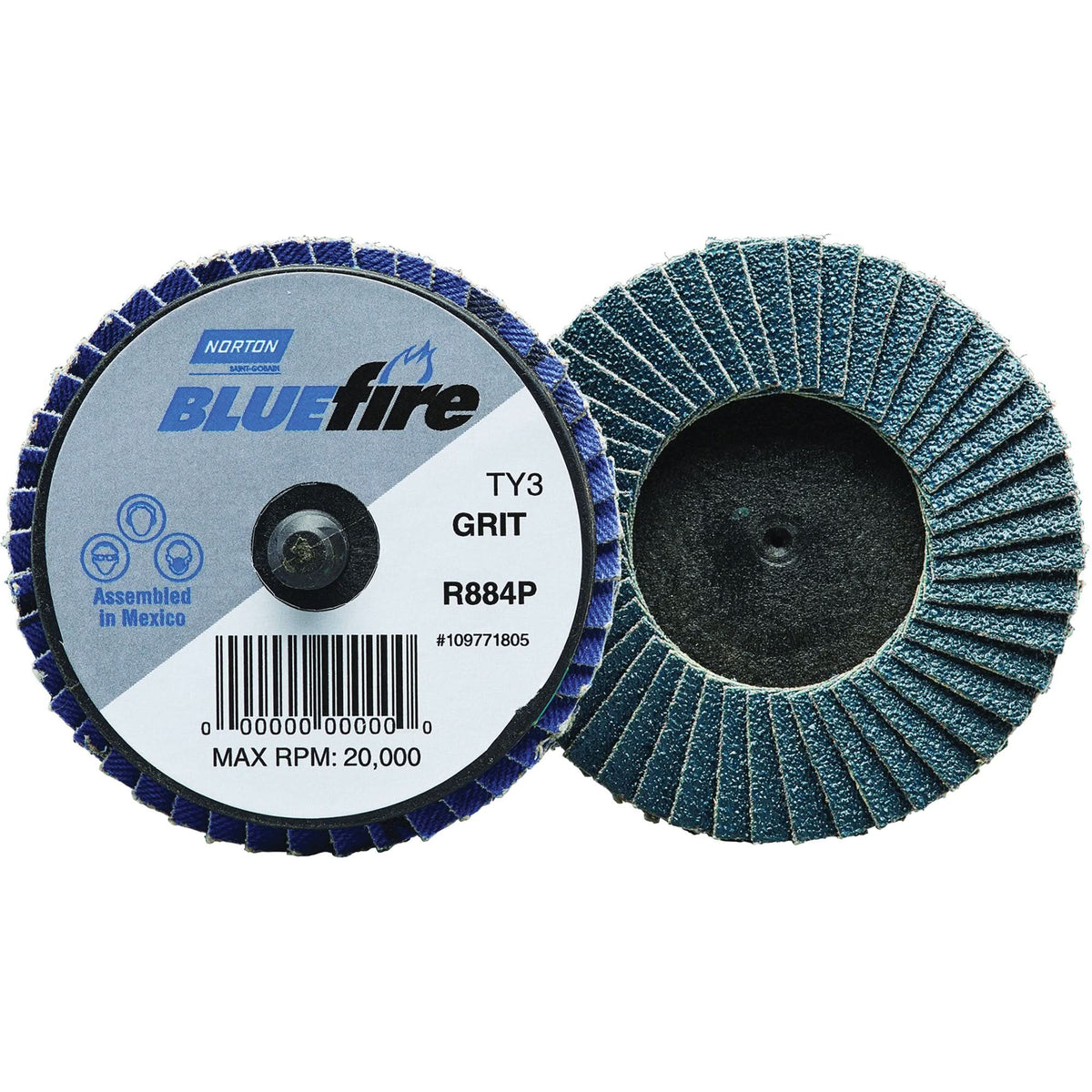 BlueFire® R884P Plastic Flat Mini Flap Disc, 2" x Type 27, P60 Grit, Zirconia Alumina