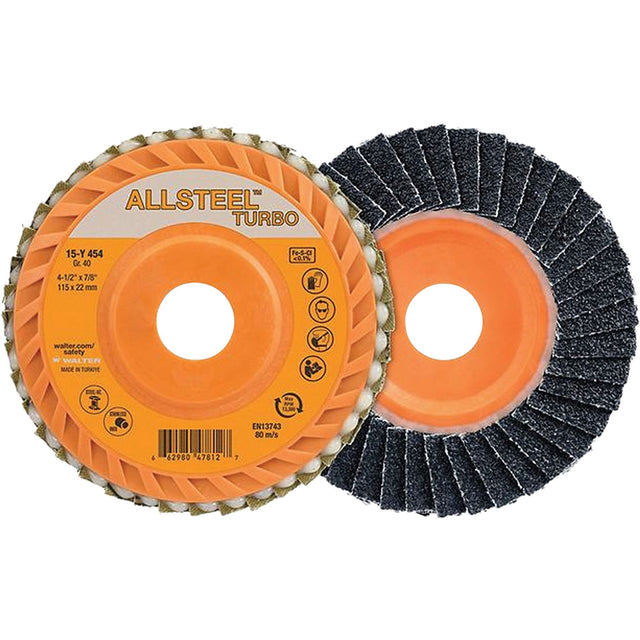 ALLSTEEL™ Turbo Flap Disc, 4-1/2" x 7/8", 60 Grit, Zirconia Alumina