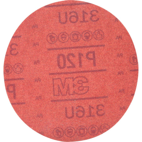 Hookit™ Red Abrasive Disc 316U, 01224, 6" Dia., P120 Grit, Aluminum Oxide, A