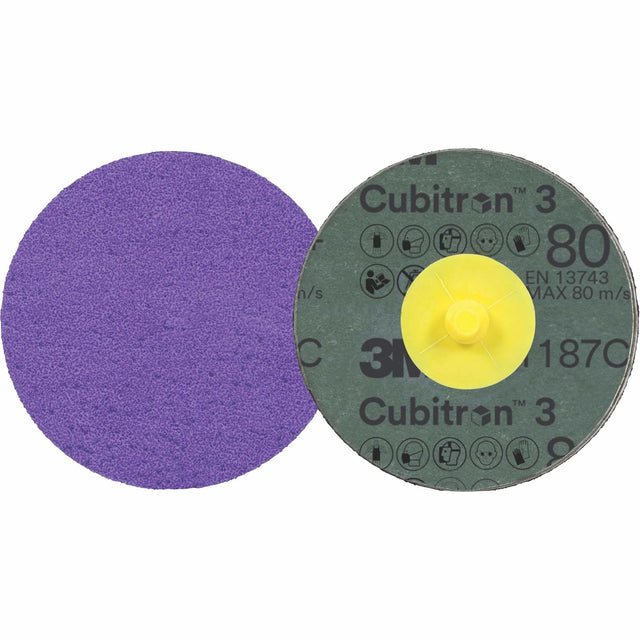 Cubitron™ 3 Roloc™ Fibre Disc, 2" Dia., 80+ Grit, Ceramic