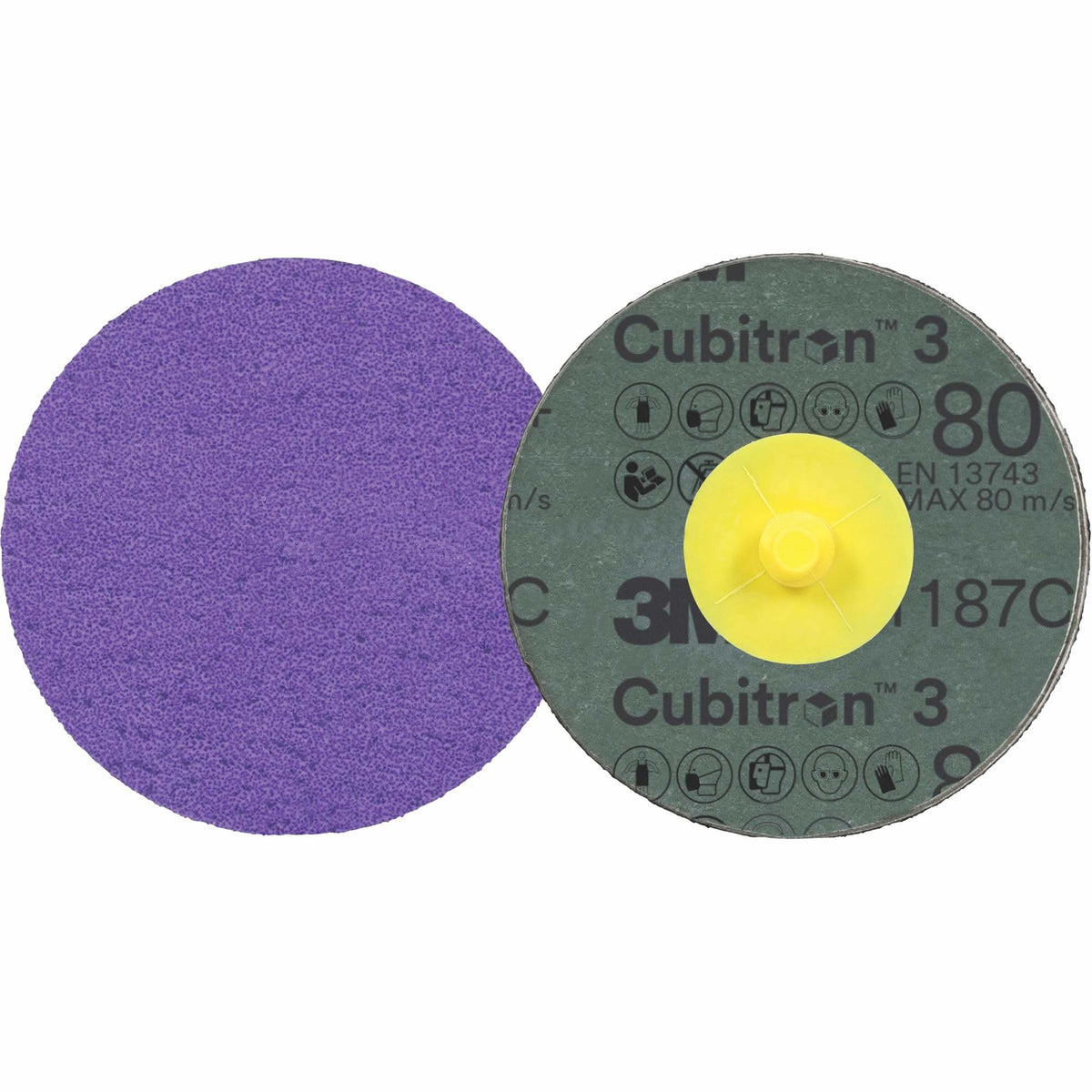 Cubitron™ 3 Roloc™ Fibre Disc, 3" Dia., 80+ Grit, Ceramic