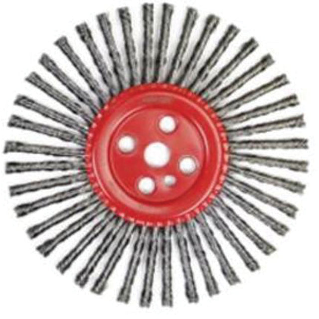 Stringer Bead Knot Wire Brush, 12" Dia., 0.035" Fill, 1" Arbor, Steel