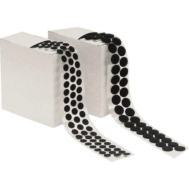 Fastener Dots, Hook, 1/2" Dia., Adhesive, Black