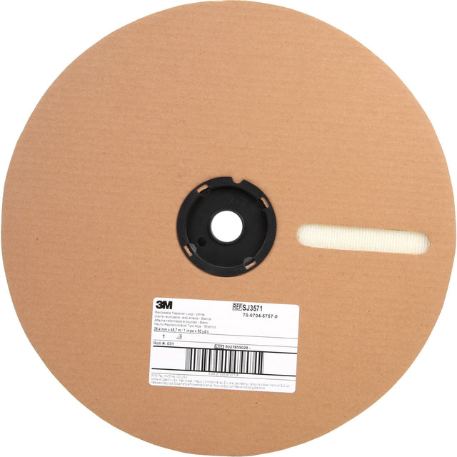 Fastener, Loop, 50 yds x 1", Adhesive, White