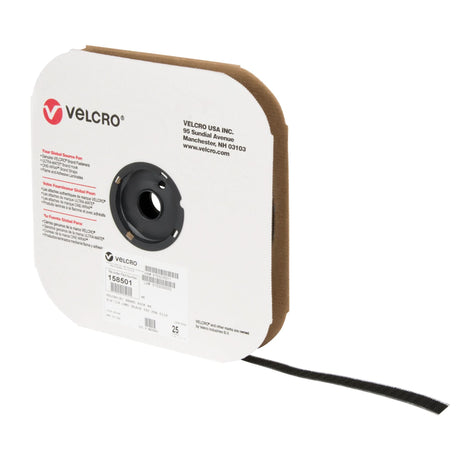 Fastener Tape, Hook, 25 yds x 3/4", Adhesive, Black