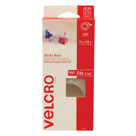 Fastener, Hook & Loop, 5' x 3/4", Adhesive, White