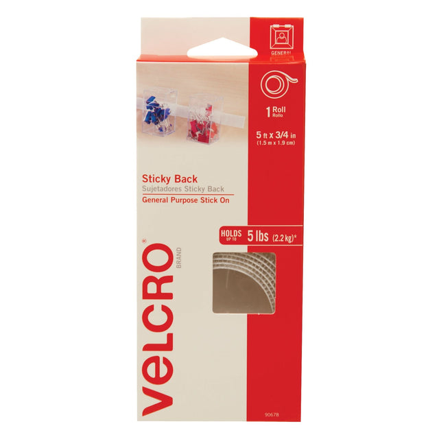 Fastener, Hook & Loop, 5' x 3/4", Adhesive, White