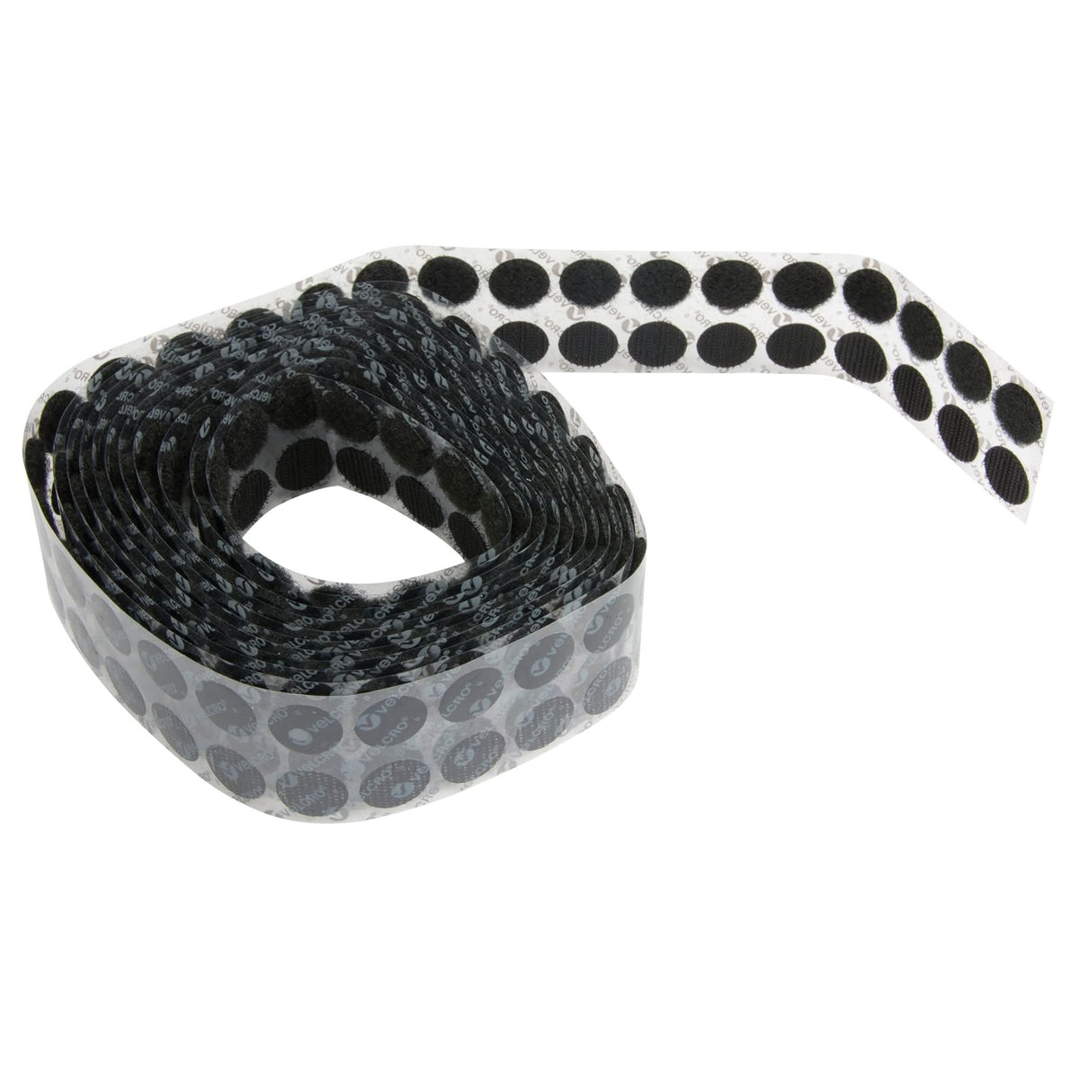 Fastener Coins, Hook & Loop, 3/4" Dia., Adhesive, Black