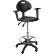 Heavy-Duty Ergonomic Stool with Adjustable Arm Rests & Nylon Stem Casters, Mobile, Adjustable, 39" - 48", Polyurethane Seat, Black