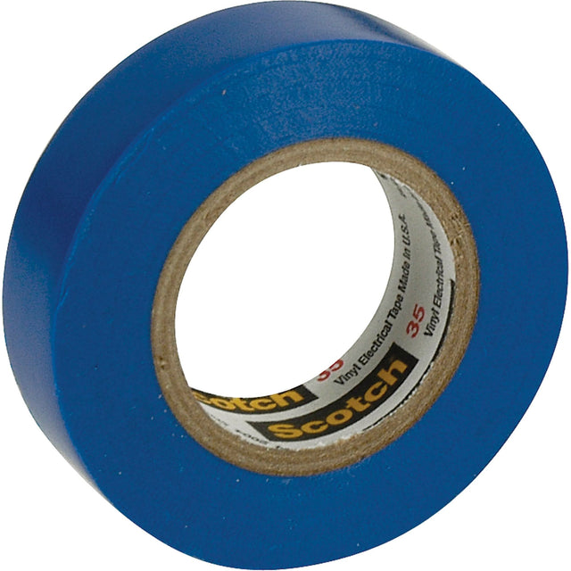 Scotch® 35 Colour Coded Tape, 12.7 mm (1/2") x 20.1 m (66'), Blue, 7 mils