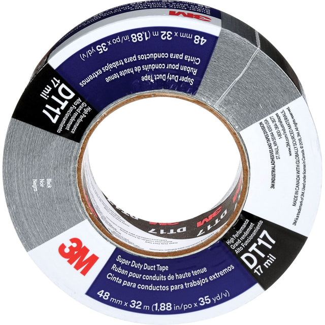 DT17 Super-Duty Duct Tape, 17 mils, Black, 48 mm (2") x 32 m (105')