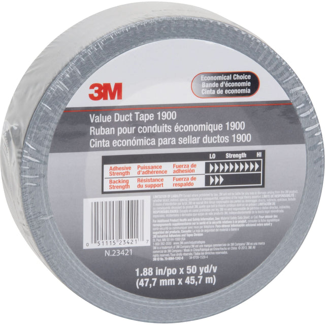 1900 Value Duct Tape, 5.8 mils, Silver, 48 mm (2") x 5.7 m (18.7')
