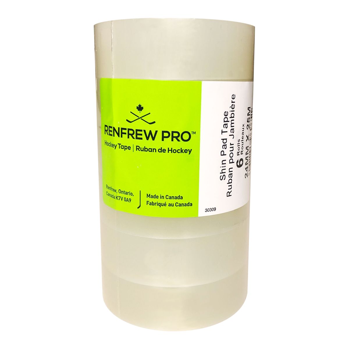Renfrew 24MM X 25M Polyflex Shin Hockey Tape Clear - 6 Pack