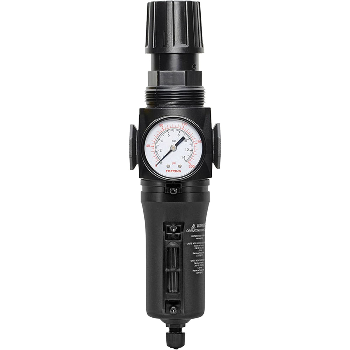 Manual Drain Filter/Regulator with Metal Bowl Modulair 300, 1/4" NPT, 250 PSI, 5.1 fl. oz. Capacity